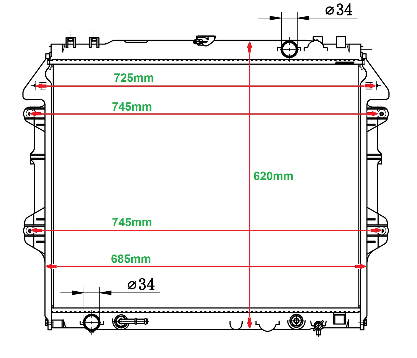 Toyota Hilux Fortuner 4.0L V6 Petrol AT Radiator